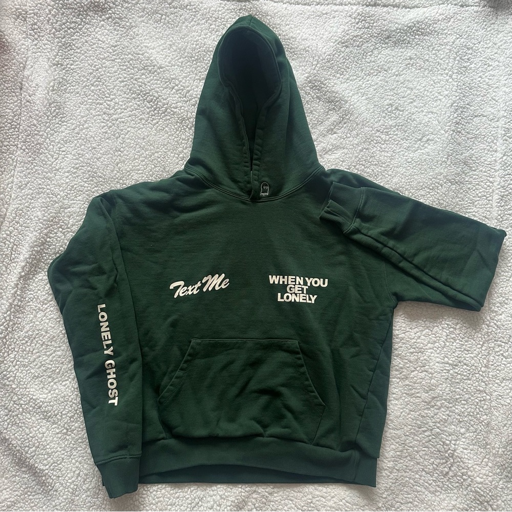 LONELY GHOST Text me when you get lonely sweatshirt in Green.
